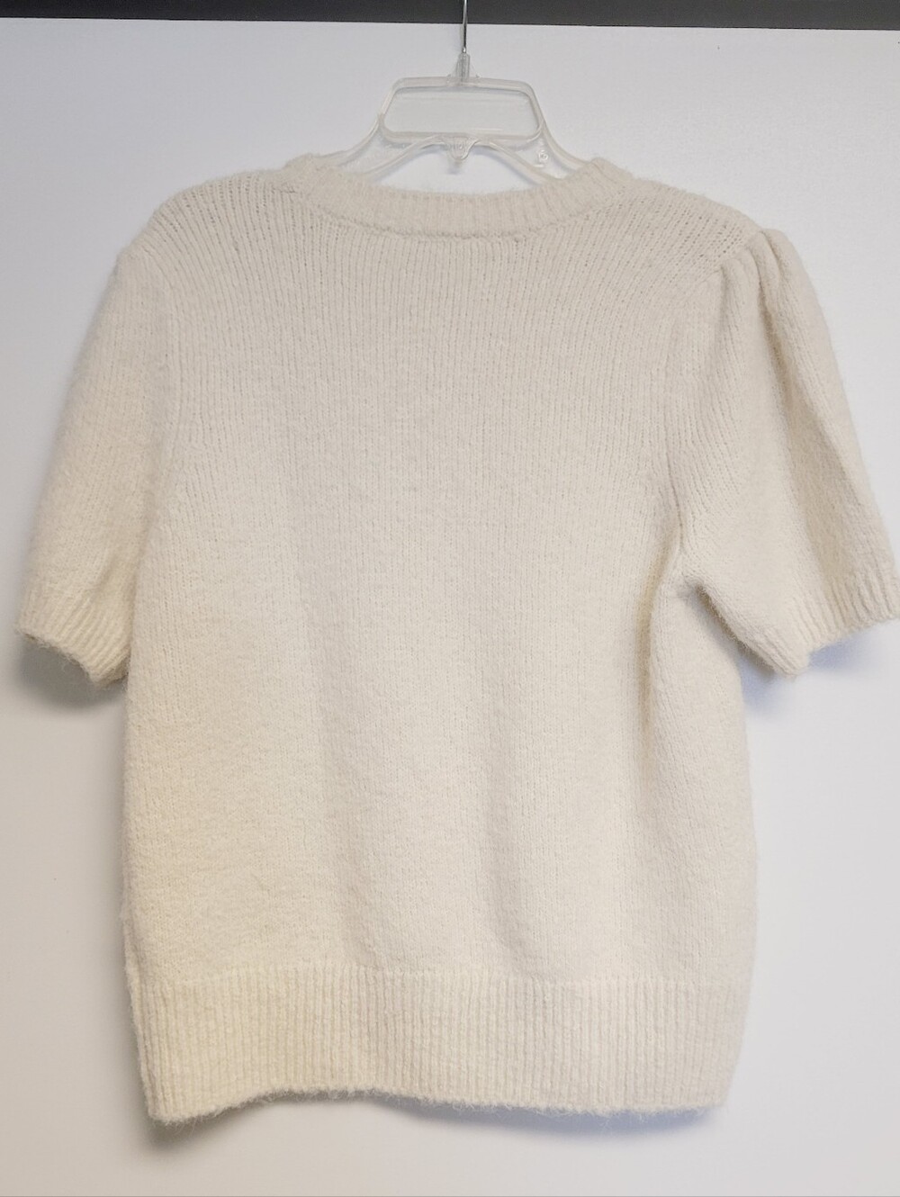 NWT CeCe  Puff Short Sleeve Wool-Blend Sweater in Marshmallow Cream Large - Picture 5 of 9